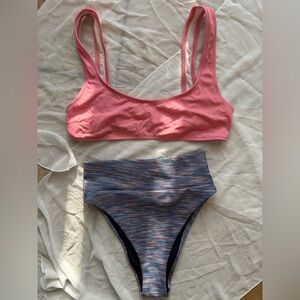 Aerie Pink and Blue High Waist Cut Cheeky & Sexy Underboob Bikini‎ Set BUNDLE